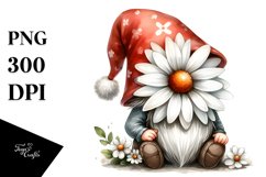 Cute Gnome with Large Daisy PNG Product Image 1