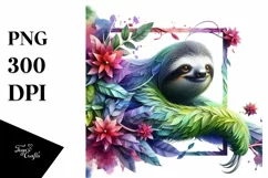 Vibrant Watercolor Sloth PNG Product Image 3