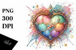 Colorful Hearthglass on Splashy Background PNG Product Image 1