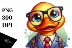 Vibrant Cute Duck Smiling Watercolor Clipart Product Image 3