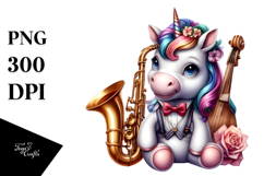 Colorful Baby Unicorn Jazz Club PNG Product Image 1