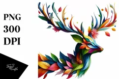Vibrant Watercolor Deer PNG Product Image 1
