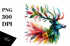 Vibrant Watercolor Deer PNG Product Image 3