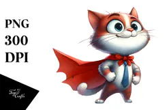 Goofy Cat with Superhero Cape, Transparent PNG Product Image 1
