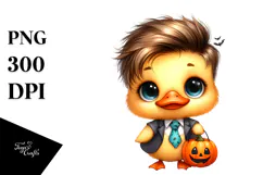 Cute Baby Duck, Watercolor PNG Product Image 1