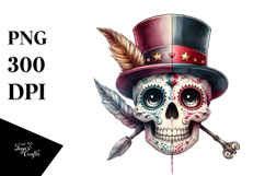 Watercolor Skull Splashes PNG Product Image 1