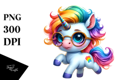 Cute Baby Unicorn with Cool Haircut PNG Product Image 1