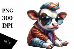 Cute Baby Cow Sitting PNG Product Image 3