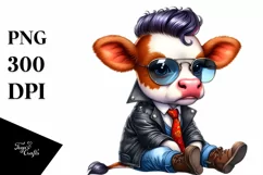 Cute Baby Cow Sitting PNG Product Image 3