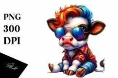 Cute Baby Cow Sitting PNG Product Image 3