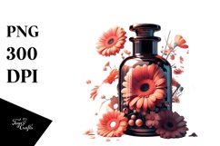 Glossy Bottle with Large Gerbera | Clipart Product Image 3