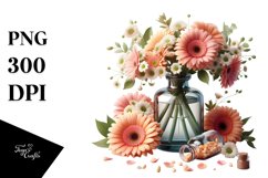 Glossy Bottle with Large Gerbera | Clipart Product Image 3