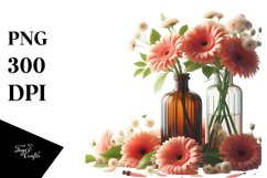 Glossy Bottle with Large Gerbera | Clipart Product Image 1