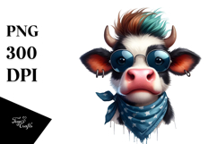 Cool Cow with Expressive Face, Vibrant PNG Product Image 1