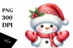 Snowman with Gloves and Santa Hat PNG Product Image 1