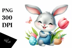 Easter Bunny Egg Flower, Clipart |T-shirt, Mug PNG Product Image 1