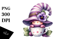 Cute Gnome with Crocus in Violet Cup Product Image 1