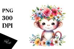Cute Monkey Pastel Colors Watercolor | Clipart Product Image 1