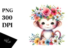 Cute Monkey Pastel Colors Watercolor | Clipart Product Image 1