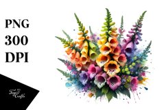 Vibrant Bouquet with Colorful Foxglove Splash | Sublimation Product Image 1