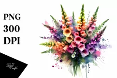 Vibrant Bouquet with Colorful Foxglove Splash | Sublimation Product Image 1