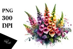 Vibrant Bouquet with Colorful Foxglove Splash | Sublimation Product Image 1