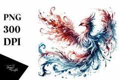 Washed Watercolor Phoenix made of Fire and Ice Product Image 1