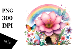 Fairy House and Rainbow Scene | Sublimation | Clipart Product Image 1