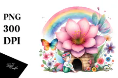 Fairy House and Rainbow Scene | Sublimation | Clipart Product Image 1