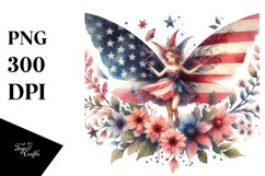 Vintage Fairy in USA Flag Colors | Sublimation Clipart Product Image 3