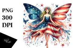 Watercolor Vintage Fairy in USA Flag Colors | Clipart Product Image 3