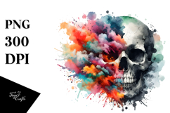 Colorful Painting with Grungy Skull PNG Product Image 1