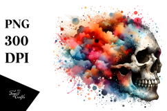 Grungy Skull with Splashes, High-Res PNG Product Image 1