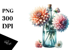 Dahlia Filled Bottle | Sublimation | Clipart Product Image 1