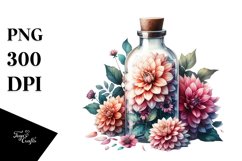 Dahlia Filled Bottle | Sublimation | Clipart Product Image 3