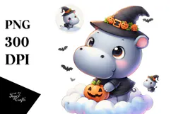 Adorable Baby Hippo on Cloud, Transparent PNG Product Image 1