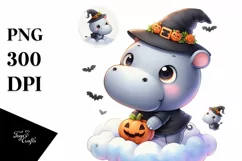 Adorable Baby Hippo on Cloud, Transparent PNG Product Image 3