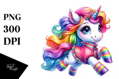 Running Unicorn Drawing, Transparent PNG Product Image 1