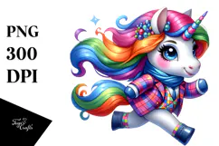 Cute Unicorn Running, PNG Product Image 1