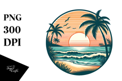 Vintage Tropical Beach Sunset | Clipart Product Image 1