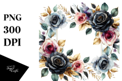 Colorfull Black Roses Frame PNG Product Image 1