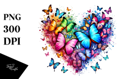 Colorful Butterfly Heart Silhouettes PNG Product Image 1
