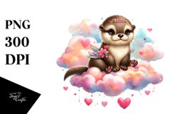 Colorful Adorned Otter on Cloud, Transparent PNG Product Image 1