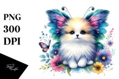 Cute Vibrant Watercolor Papillon | Clipart Product Image 3