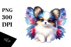 Cute Vibrant Watercolor Papillon | Clipart Product Image 1