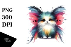 Cute Vibrant Watercolor Papillon | Clipart Product Image 3