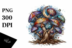 Wooden Small Stained Mystical Celestial Mushroom Watercolor Product Image 3