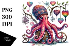 Colorful Boho Octopus on Branch Art Product Image 1