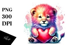 Baby Lion with Heart, PNG Product Image 1