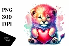 Baby Lion with Heart, PNG Product Image 1